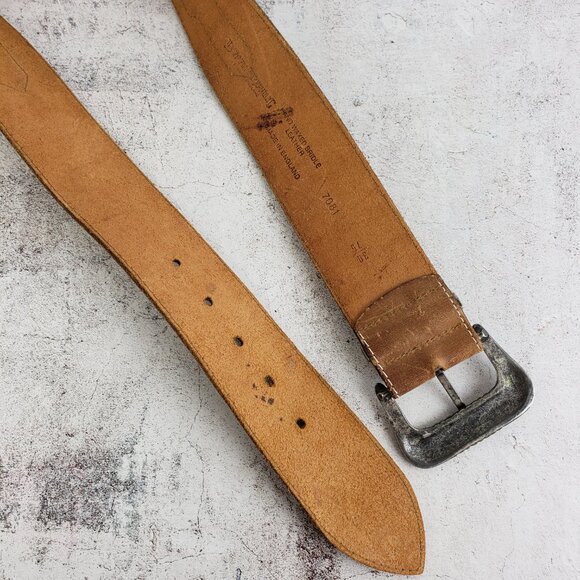 Vintage Banana Republic England Made Leather Belt Wide Western Equestrian Brown - Picture 11 of 13